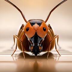 Close-Up of Cimex Hemipterus of the orange color Bed Bug from up, Macro Photography of bedbug, state potato beetle