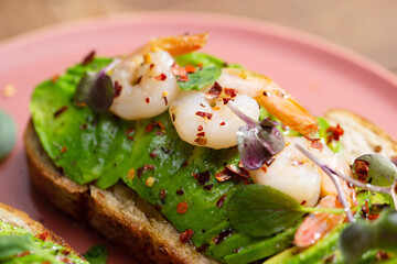 Shrimp and Avocado Open Sandwich