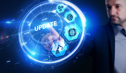 Business, Technology, Internet and network concept. Update software computer program upgrade.