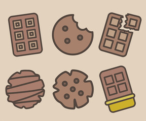 Candy icon set, Set of bright sweets in doodle style.