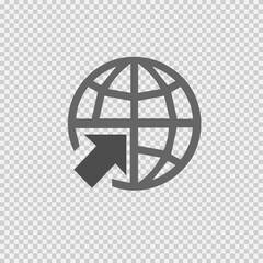 Go to web vector icon eps 10. Globe and arrow.