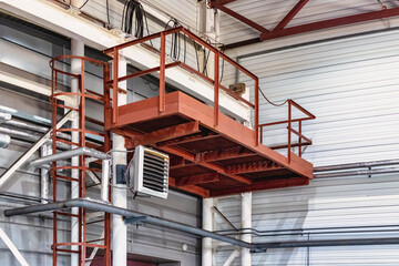 Interior of a modern factory. A bright large workshop. Plant for the production of metal structures.