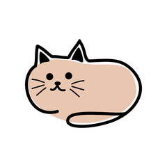 Cute brown fat cat sleep cartoon icon flat vector design