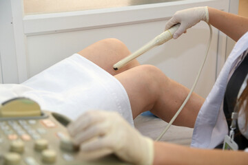 Vaginal ultrasound examination. A woman at the gynecologist for a check-up.  