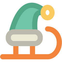 Santa Sleigh Bold Vector Icon

