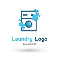 logo design laundry icon washing machine with bubbles for business clothes wash cleans modern Design EPS