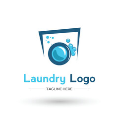 logo design laundry icon washing machine with bubbles for business clothes wash cleans modern Design EPS