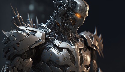 Robot cyborg soldier.Generative AI.