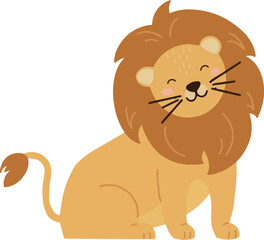 Cute lion cartoon illustration for kids vector