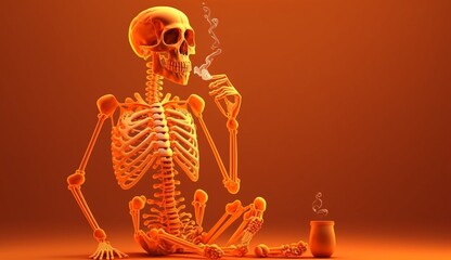 World no tobacco day on orange background, No smoking conceft.Generative AI.