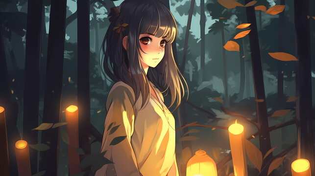 Hand drawn beautiful anime girl illustration

