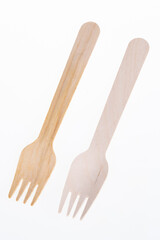 wooden kitchen utensils for takeaway two fork made from recycled wood
