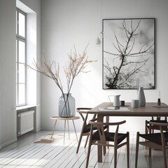 Spring Home Decoration Minimalist Scandinavian Interior. AI