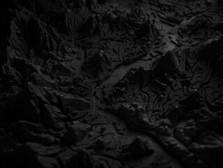 Black and white paper cut terrain background created with Generative AI technology.