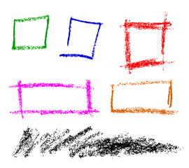 colorful crayon square rectangle and scribble, vector simple sketch