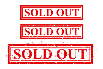 set sold out vector rectangle scratch red rubber stamp