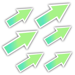 Going up arrow with transparent background.Rising green arrow sticker. Increased, growth sign. Arrow sticker PNG.