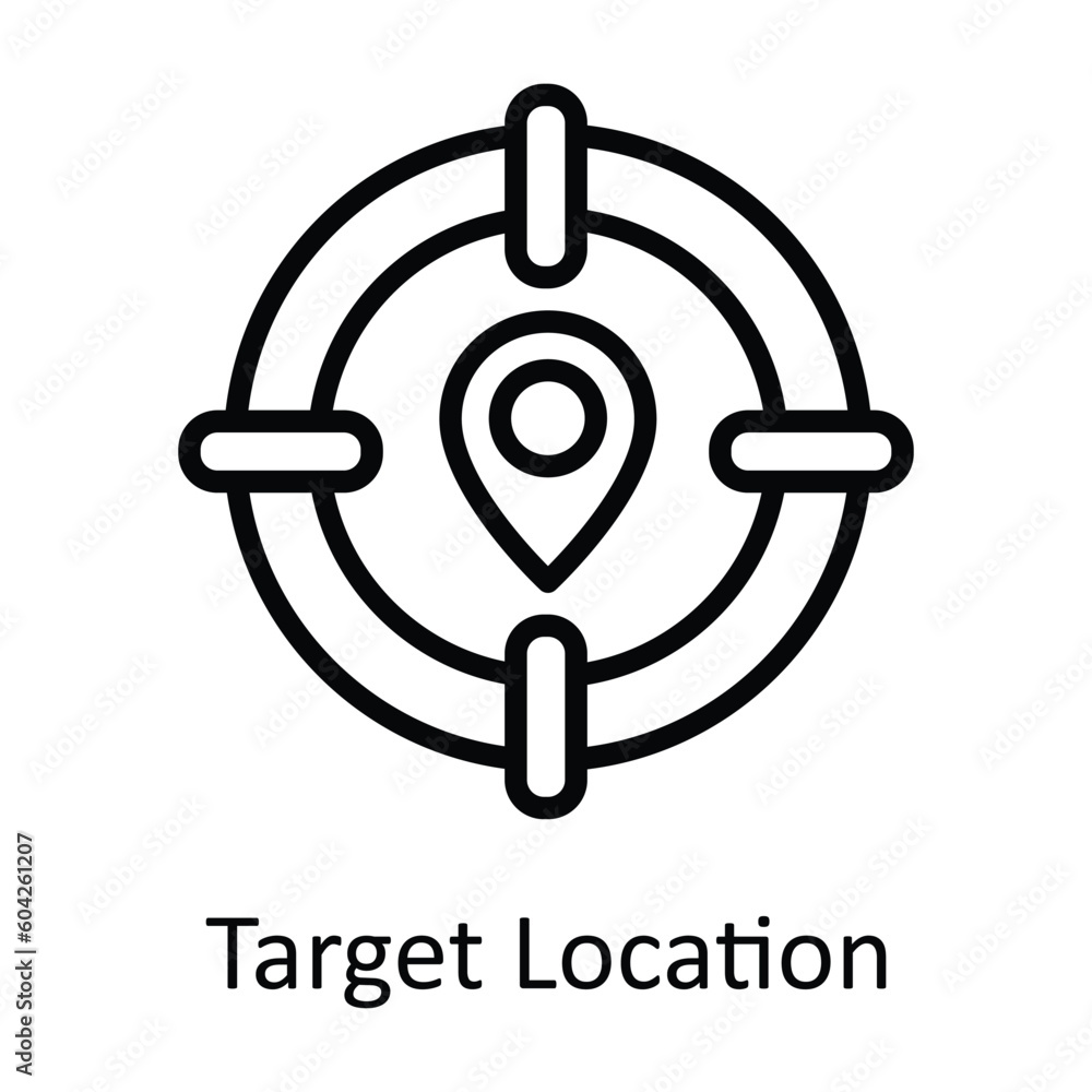 Poster target location vector outline icon design illustration. location and map symbol on white background