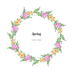Vector decorative frame with watercolor spring flowers