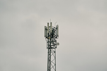 LTE and 5g network. Network connection business background. Telecommunication tower. of different mobile phone, radio and television operators