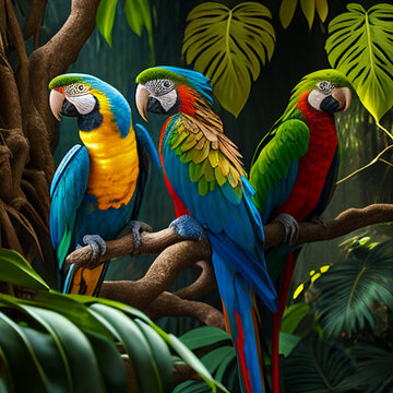 blue and yellow macaw - AI generated image