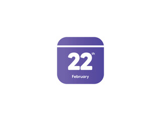 22th February calendar date month icon with gradient color, flat design style vector illustration