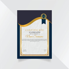 Professional and premium certificate template design with golden geometric shapes