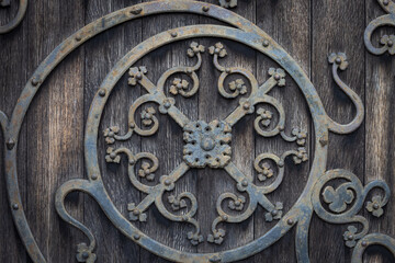 Fototapeta na wymiar old door on a Scottish Church 