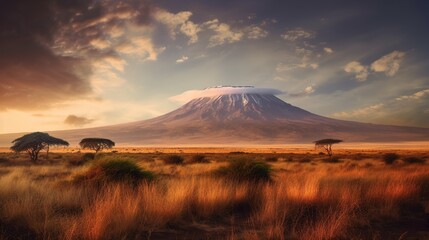 Obraz premium Sunset over the mountains in Africa