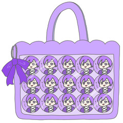  purple tote bag decorated with favorite character items 紫推しの痛バッグ