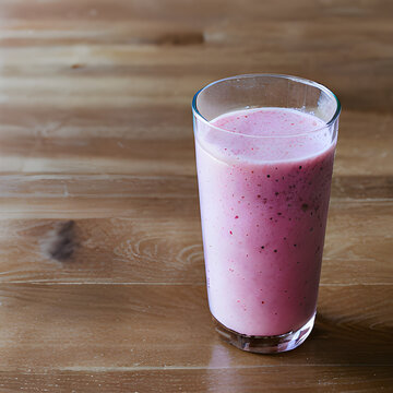 Luscious blueberry and strawberry  smoothie in a radiant purplish pink glass , a refreshing delight




