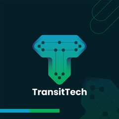 T Logo. Technology Logo Design Vector Template with Gradient Color.