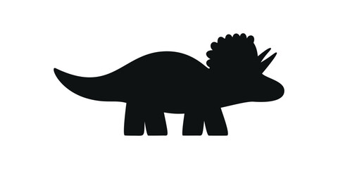 Flat vector silhouette illustration of triceratops dinosaur