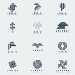 Abstract Logo Design Set with Editable Vector Template.