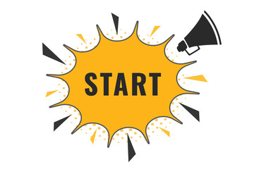 Start Button. Speech Bubble, Banner Label Start