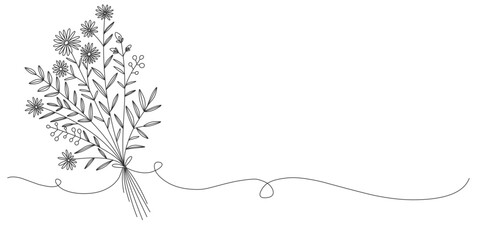 Flower boquet line art style vector illustration