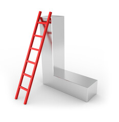 A large letter s with a red ladder on it