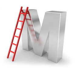 A large letter s with a red ladder on it
