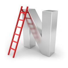 A large letter s with a red ladder on it