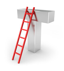 A large letter s with a red ladder on it