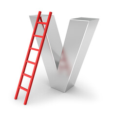 A large letter s with a red ladder on it