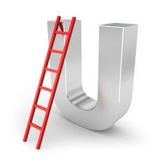 A large letter s with a red ladder on it