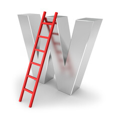 A large letter s with a red ladder on it