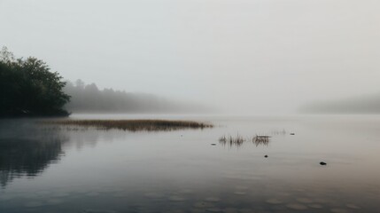Obraz na płótnie Canvas Foggy lake. Designed using generative ai.