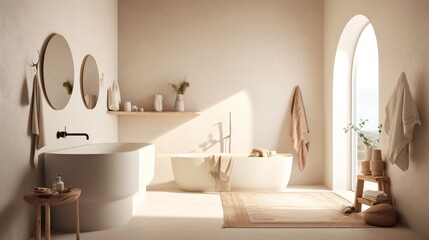Boho Bathroom Interior. Designed using Generative AI