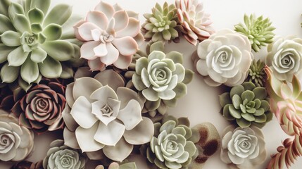 Various succulents with a white background. Designed using generative ai