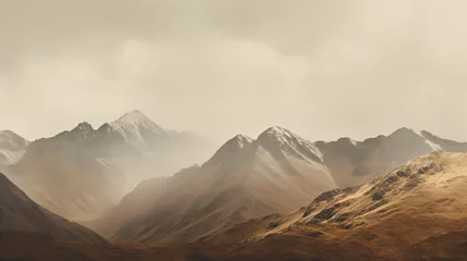 Raamstickers Mountain landscape. Generative AI. © XtravaganT