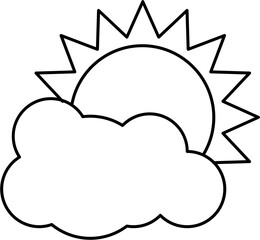 Cloud and Sun Icon Outline
