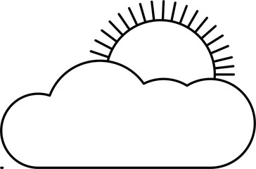 Cloud and Sun Icon Outline