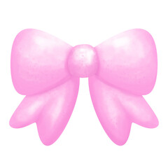 Pink gift bow. Watercolor drawing. Vector illustration 